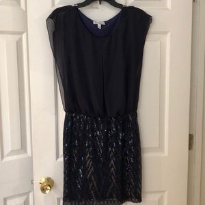 NWT Blouson and Sequin Navy Cocktail Dress